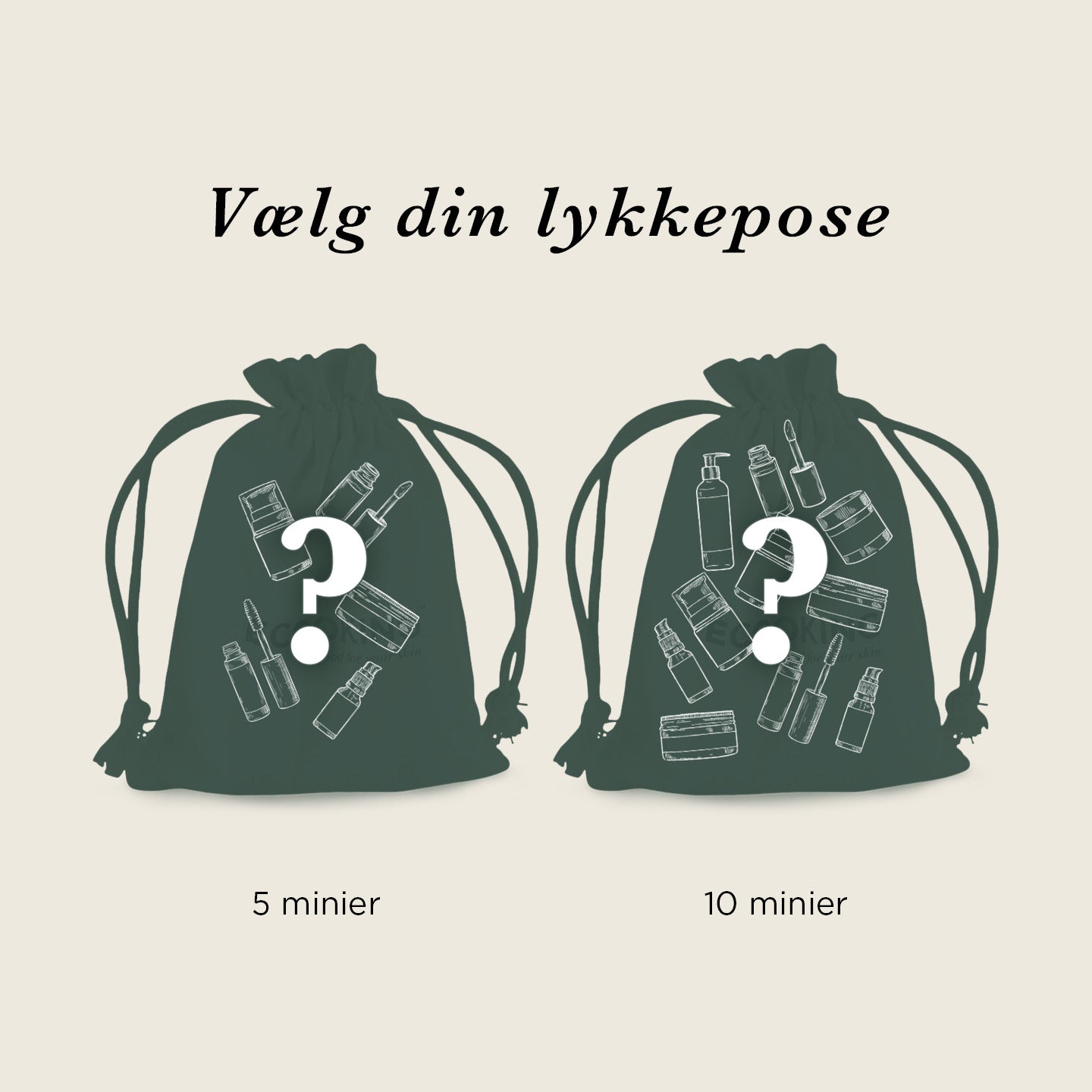Lykkeposen med 5 eller 10 minier, fuld af overraskelser — Vi pakker den med ECOOKING-minier fra lageret. Du kender først indholdet, når du åbner posen, og værdien er altid højere end prisen.