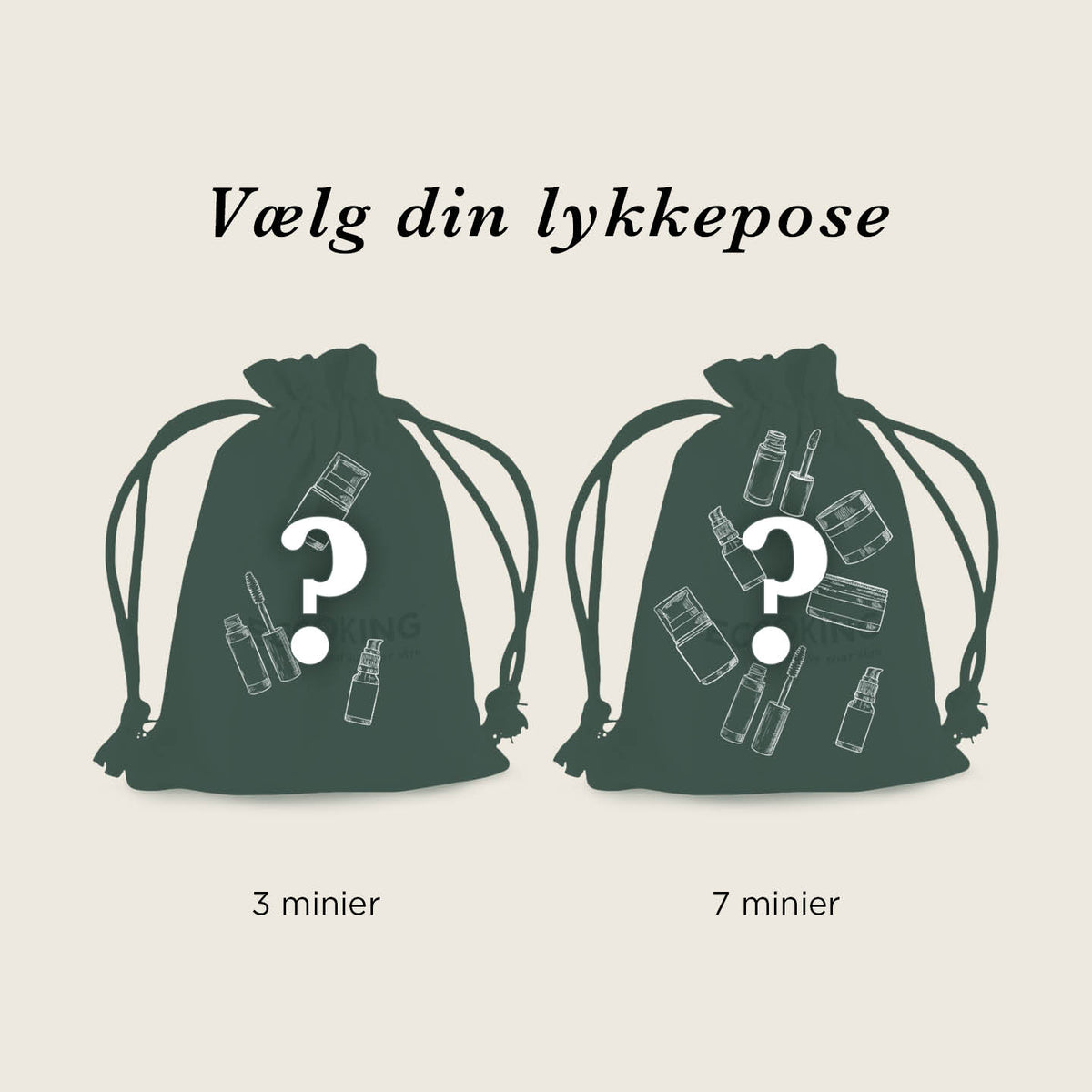 Lykkeposen med 3 eller 7 minier, fuld af overraskelser — Vi pakker den med ECOOKING-minier fra lageret. Du kender først indholdet, når du åbner posen, og værdien er altid højere end prisen.