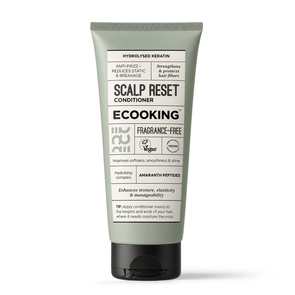 Packshot Scalp Reset Conditioner — Parfumefri balsam mod krus og elektrisk hår, der styrker hårstrået, mindsker knæk og gør håret blødt, glat og glansfuldt.