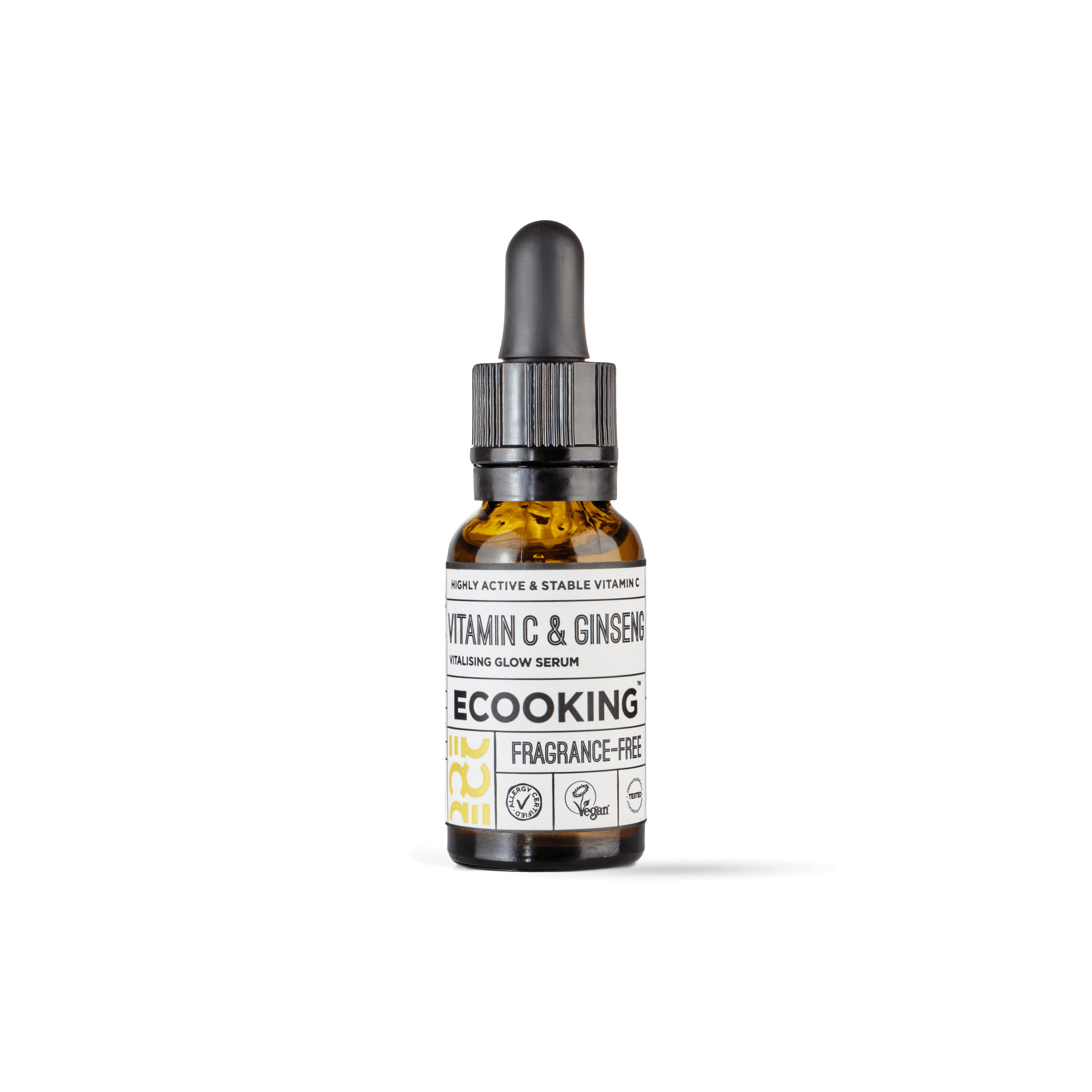 Vitamin C & Ginseng Serum 20 ml — Opfrisker træt hud, booster glød og reducerer fine linjer. Ginseng, hyaluronsyre og 4 % C-vitamin styrker kollagenproduktionen for en fastere & mere jævn hud.