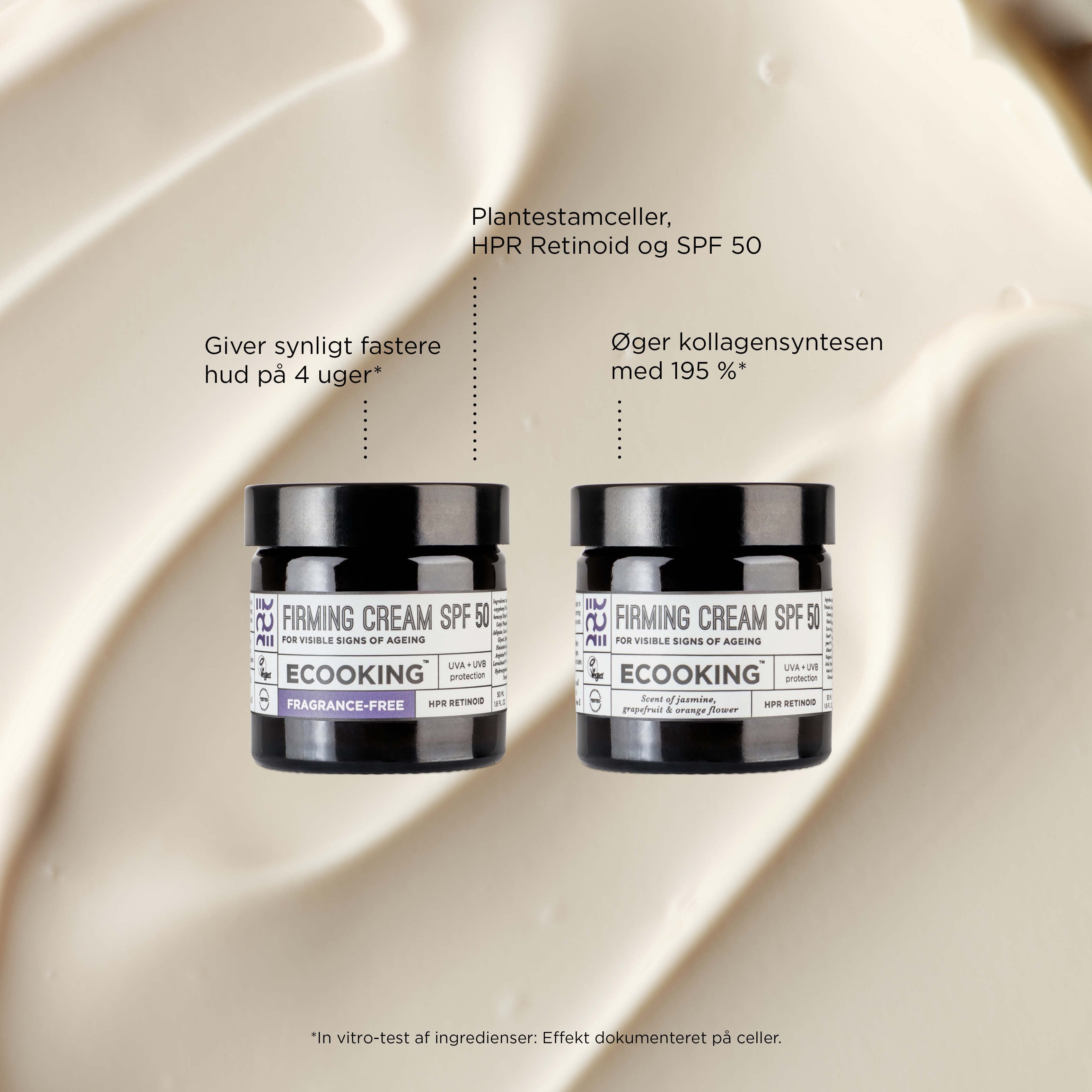 Firming Cream SPF 50 — Solbeskyttende dagcreme der giver synligt glattere hud på kun 4 uger. Rig på stamcelleekstrakter, grønalgeekstrakt og HPR retinoid som fremmer hudens naturlige regenerering.