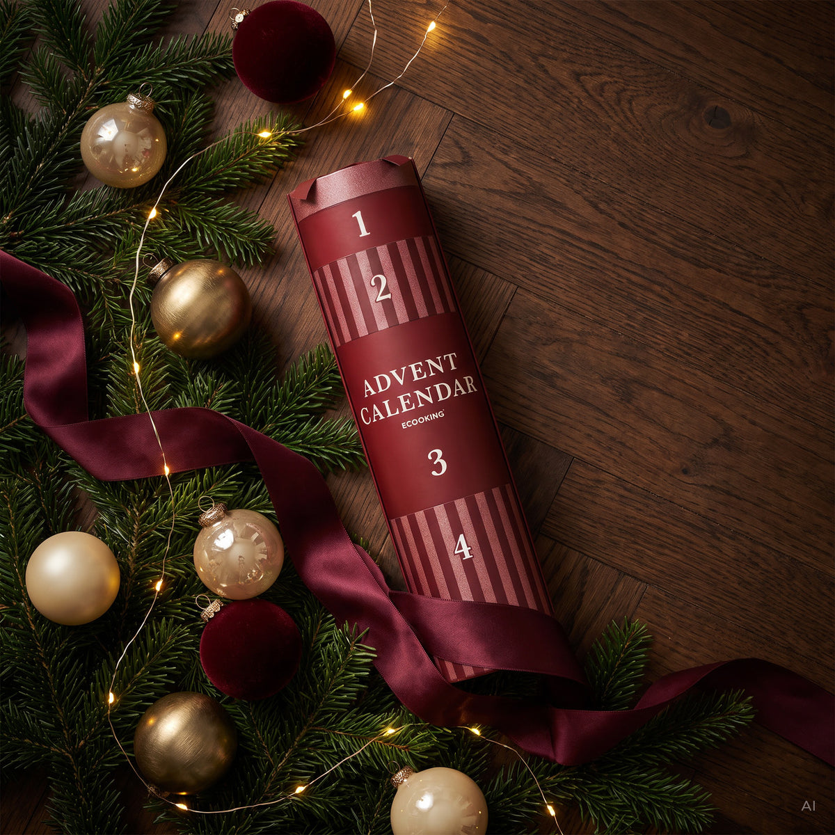 ECOOKING Adventskalender 2026 med fire hudplejeprodukter til ansigt og krop