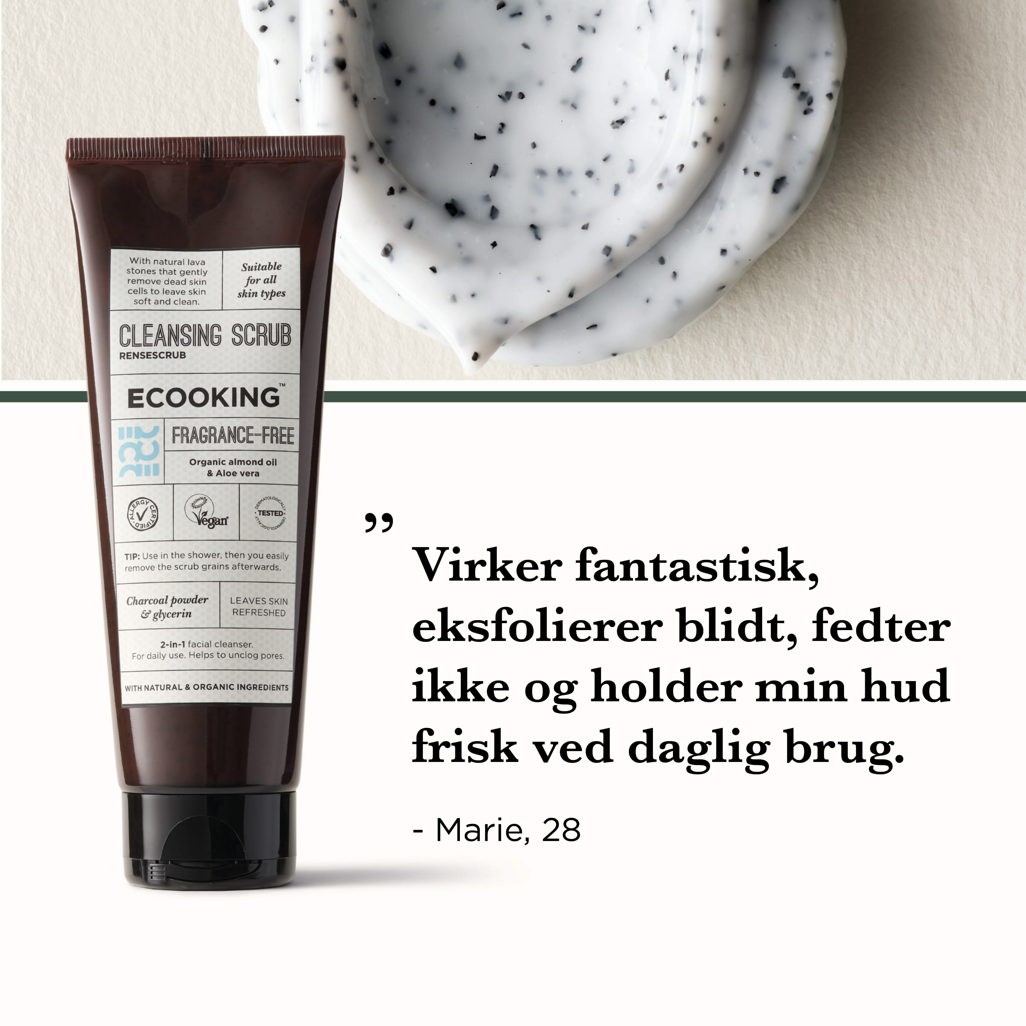 Rensescrub — Vores Rensescrub giver mild og effektiv ansigtsscrub 2 i 1-rens, efterlader huden glat og silkeblød og sætter gang i blodcirkulationen.