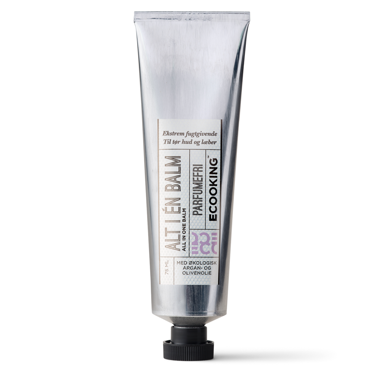 ECOOKING Alt i én balm (Multi Balm) parfumefri 75 ml i sølvfarvet aluminiumstube – balm til meget tør hud, tørre læber, hænder og hæle