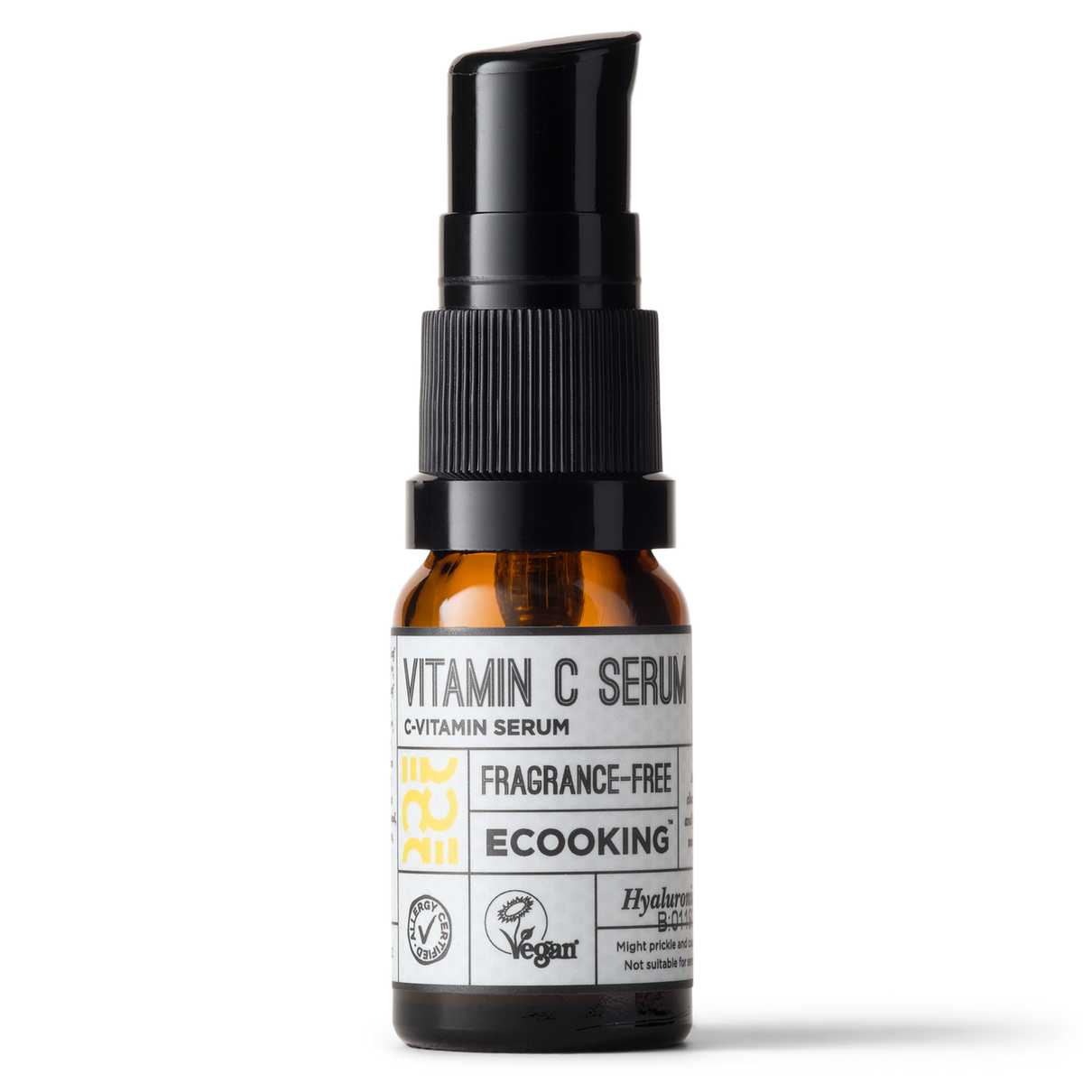 ECOOKING C-Vitamin Serum 10 ml – parfumefri c-vitamin serum til ansigtet i brun glasflaske med pumpe