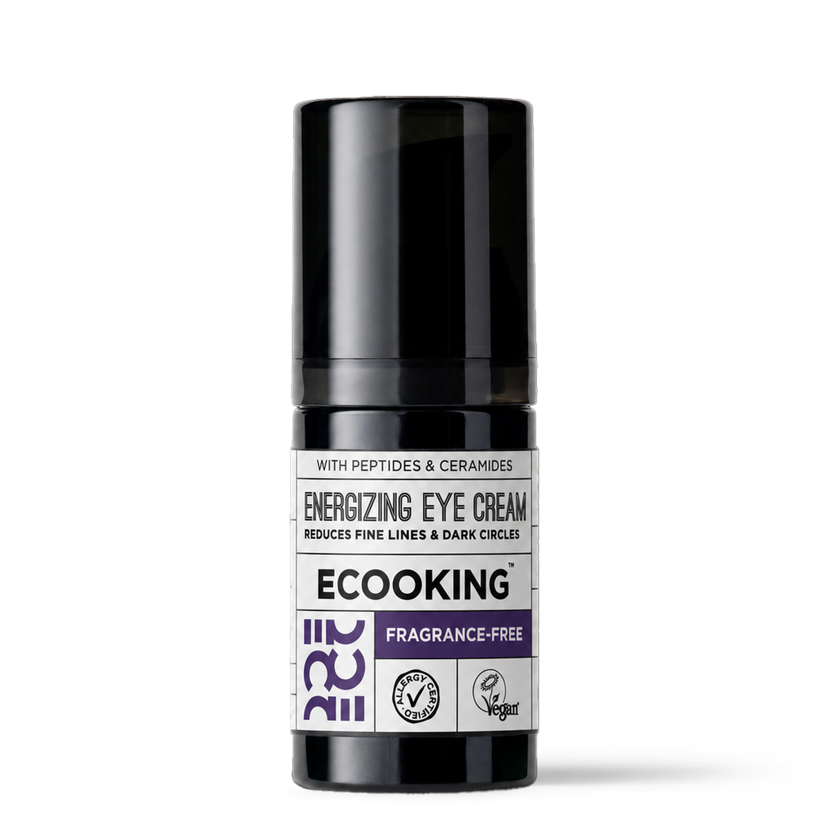 ECOOKING Energi Øjencreme (Energizing Eye Cream) parfumefri 15 ml i sort pumpeflaske – øjencreme mod rynker og mørke rander