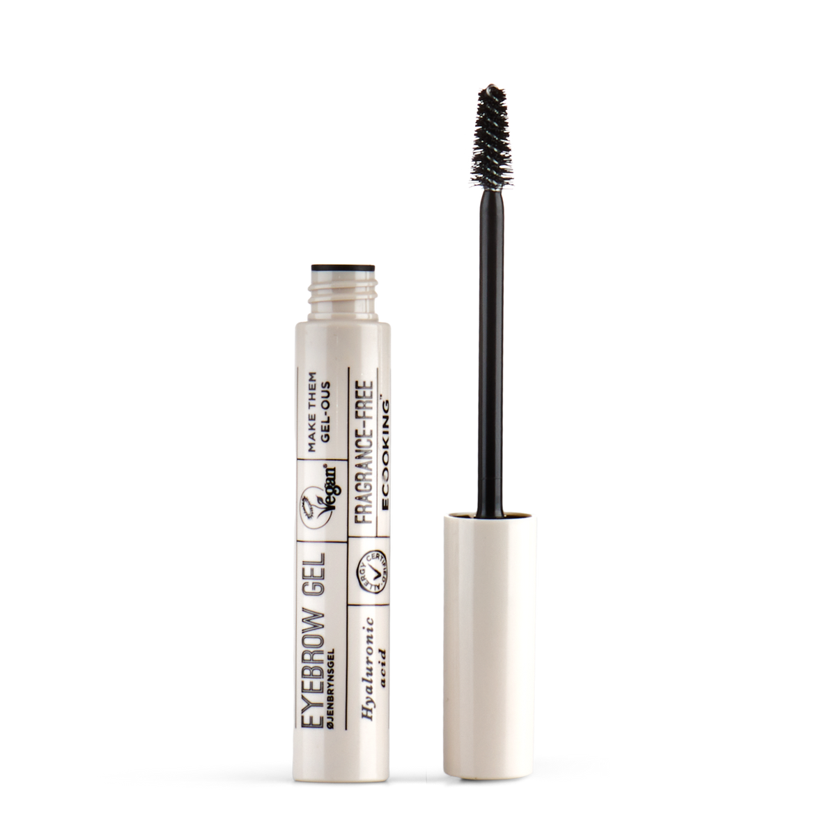 ECOOKING Eyebrow Gel Klar i lys tube med børste – parfumefri øjenbrynsgel der holder brynene på plads