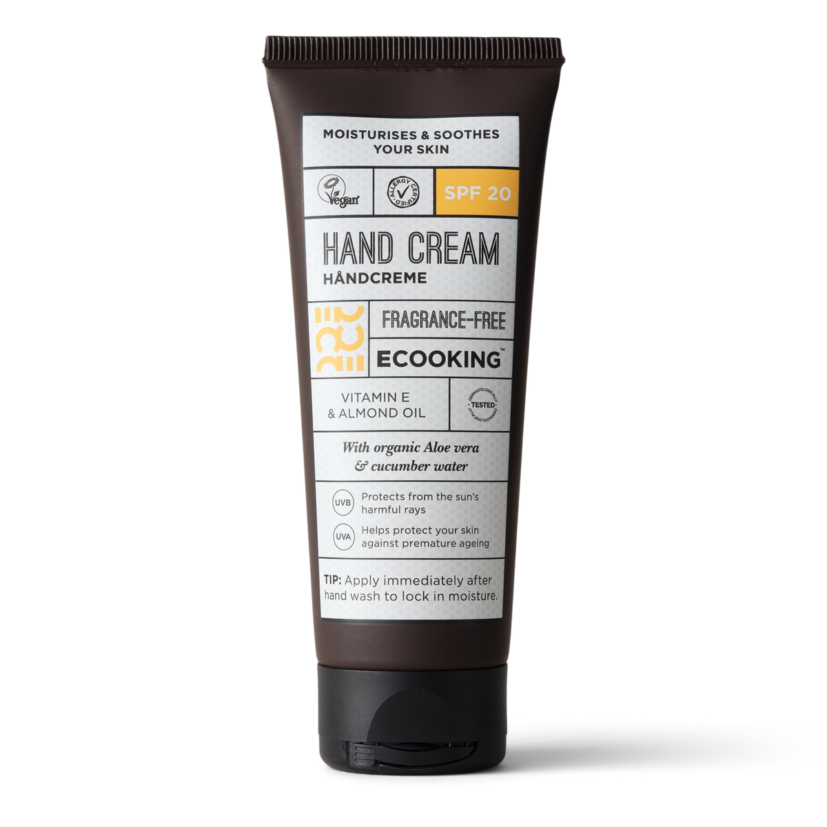 ECOOKING Håndcreme SPF 20 – parfumefri håndcreme med solfaktor 20 i tube