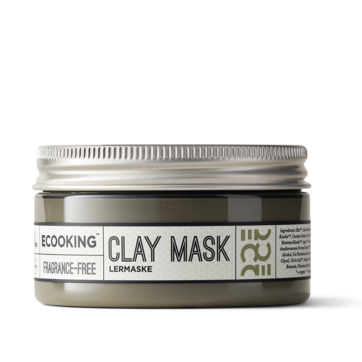 ECOOKING Lermaske (Clay Mask) 100 ml – parfumefri maske i grøn krukke med skruelåg i aluminium – lermaske og ansigtsmaske mod urenheder, hudorme og store porer