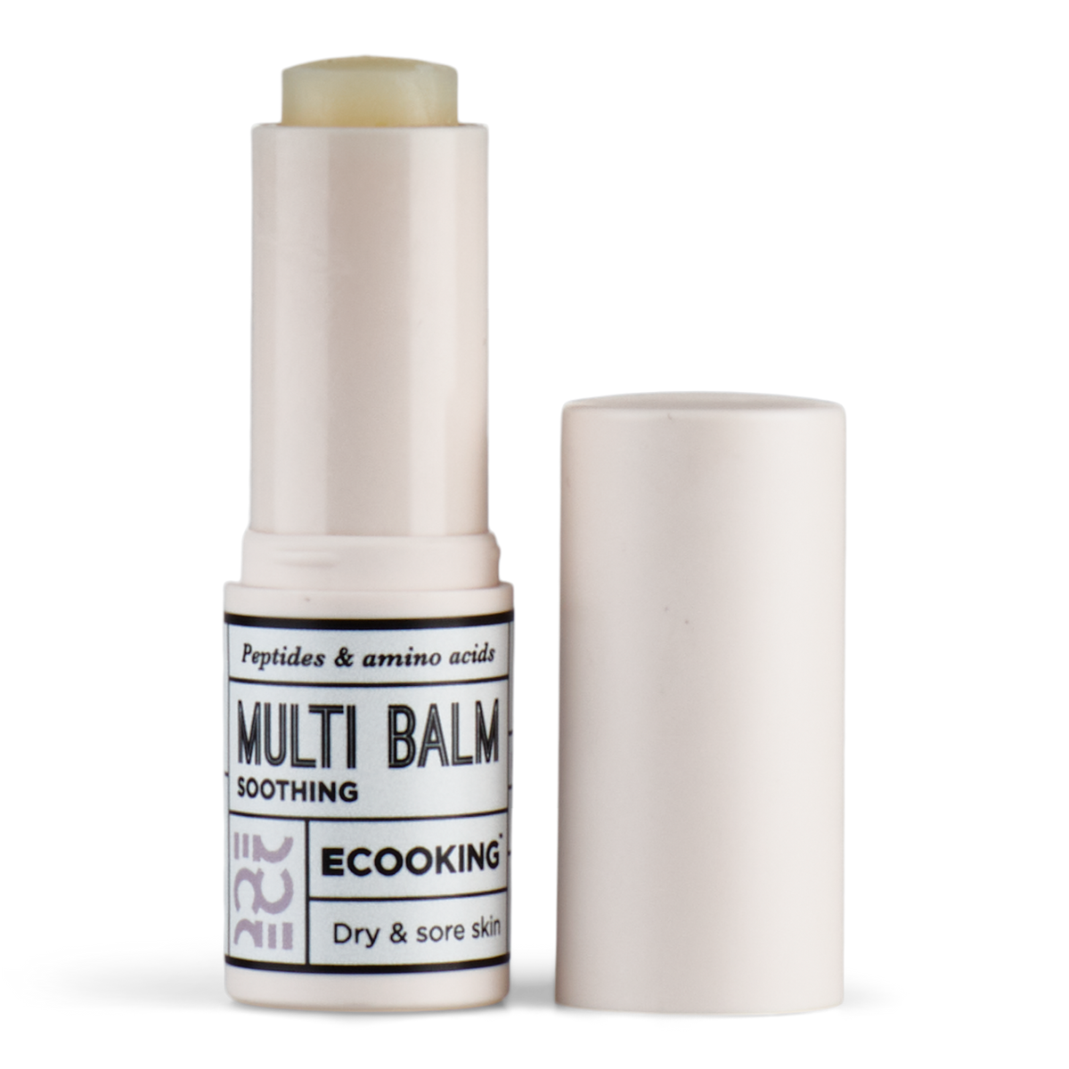 ECOOKING Multi Balm Stick 4 g parfumefri i hvid stift med låg – multifunktionel balm til meget tør hud og læber