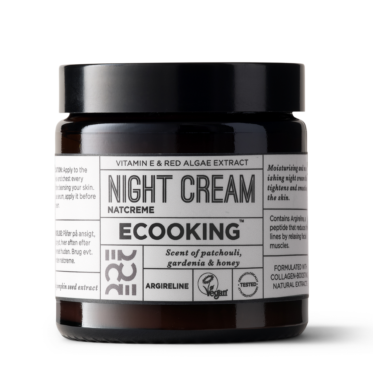 ECOOKING Natcreme (Night Cream) med duft 100 ml i brun glaskrukke – natcreme mod rynker og fine linjer, der fugter og giver glød