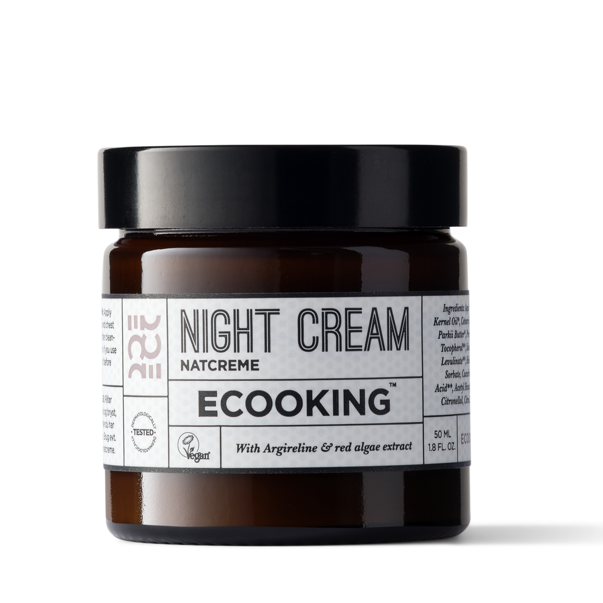 ECOOKING Natcreme (Night Cream) med duft 50 ml i brun glaskrukke – natcreme mod rynker og fine linjer, der fugter og giver glød