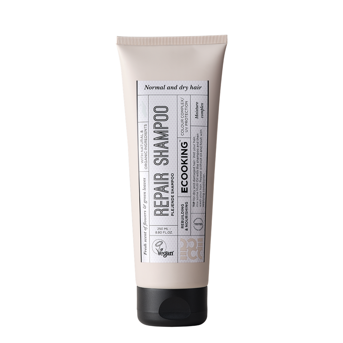 ECOOKING Plejende Shampoo 250 ml – shampoo til normalt og tørt hår i tube