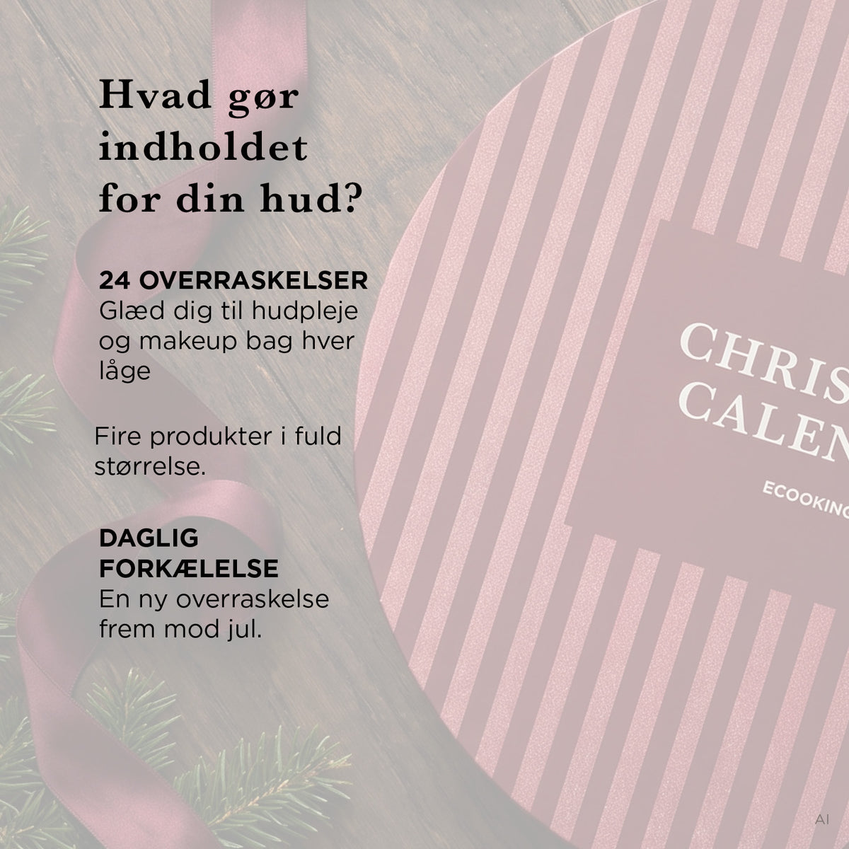 ECOOKING Julekalender 2026 med skønhedsprodukter til hudpleje, kropspleje og makeup