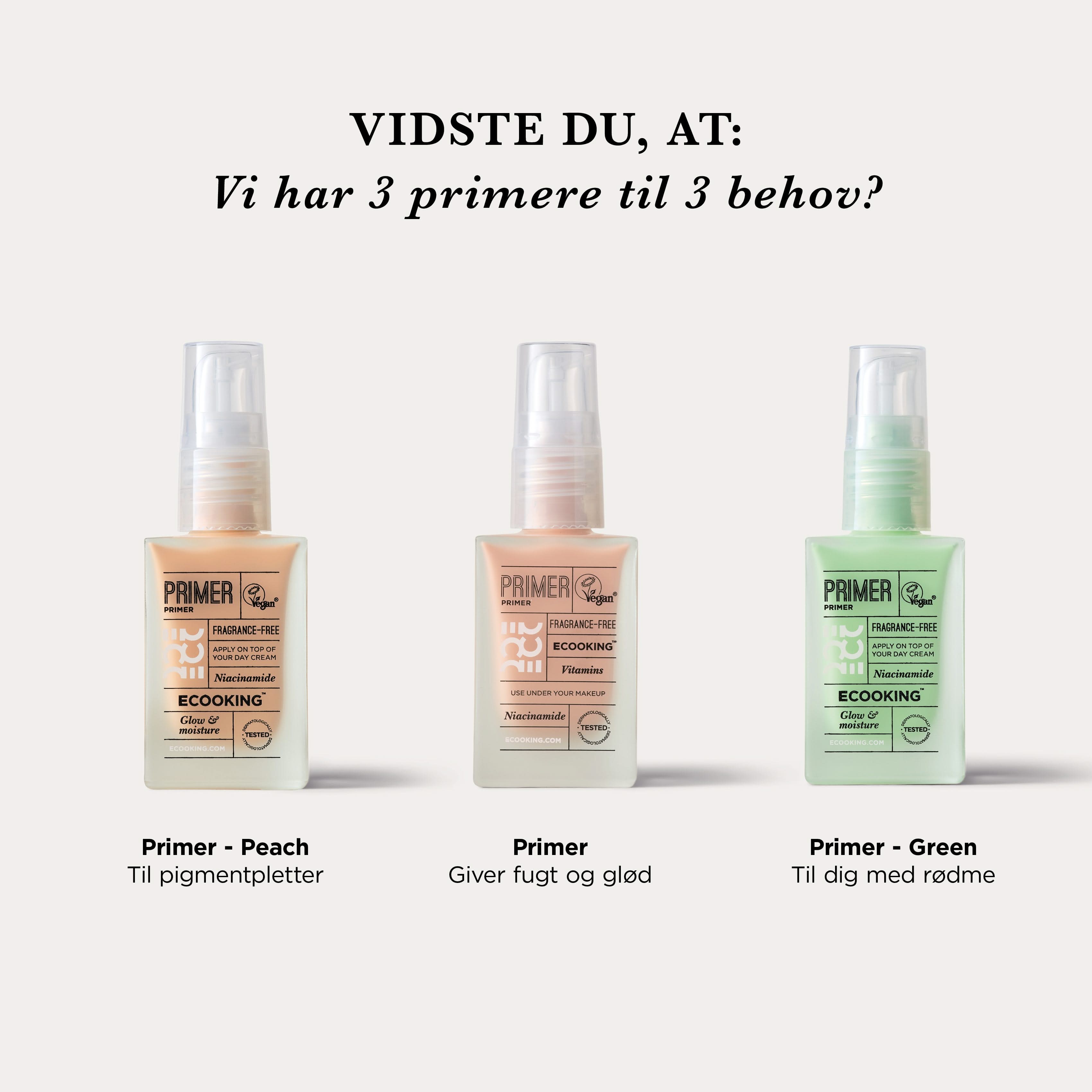 Primer — Vores Primer giver gør huden jævn til makeup, fugter, plejer og giver glød og passer til alle.